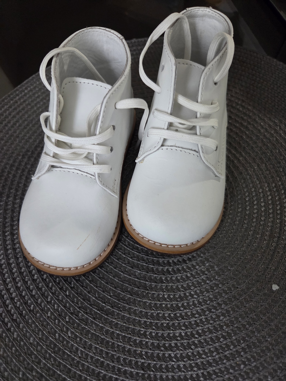 Kids White Lace-Up Ankle Boots